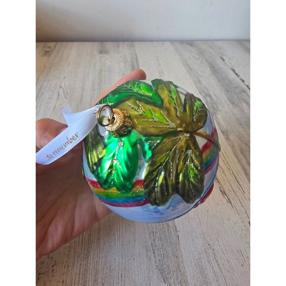 Beach glitter rainbow ball ornament palm tree tropical Hawaiian remember Xmas - Picture 7 of 12
